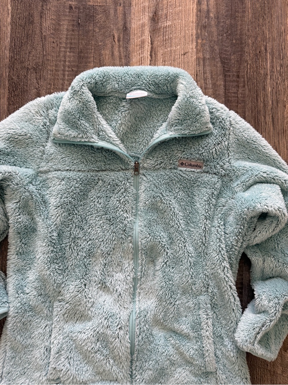 Columbia Light Mint Green Sherpa Fireside II Full Zip Sherpa Fleece Jacket SZ L - Picture 5 of 12